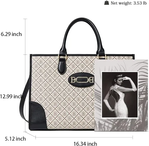 Miniatura 4 de BOSTANTEN Maletín para portátil de 15.6 pulgadas para mujer, bolso de piel auténtica y cartera de cuero genuino de gran capacidad