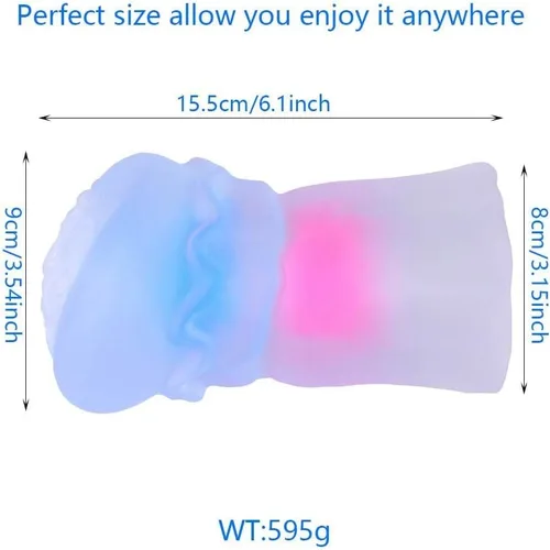 Miniatura 2 de Masturbador masculino realista de bolsillo masturbación con textura 3D con 2 anillos incorporados, juguetes sexuales transparentes para adultos