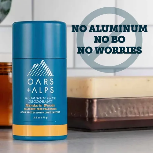Miniatura 5 de Oars + Alps Desodorante sin aluminio para hombres Protección contra olores de larga duración, transparente y libre de residuos blancos
