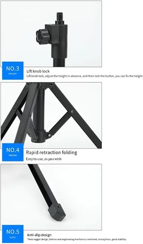 Miniatura 6 de Soporte de micrófono portátil de escritorio 1/4 trípode Soporte de mesa Soporte de micrófono ajustable Soporte de clip de micrófono
