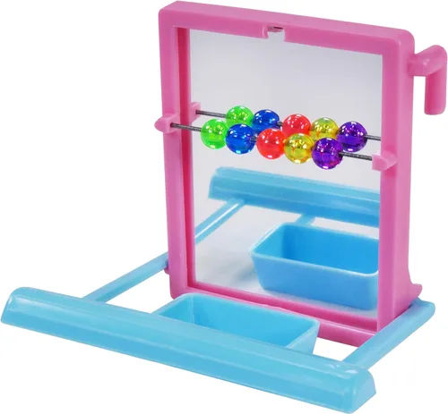 Miniatura 12 de Penn-Plax Bird Life Espejo de dos flores con campana, juguete interactivo para pájaros con espejos florales giratorios y campana colgante, accesorio
