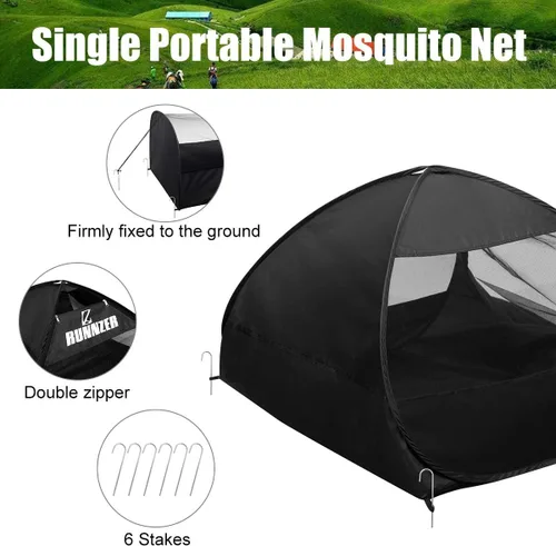 Miniatura 3 de L RUNNZER Single Person Pop Up Tent, 1 Person Mosquito Net Tent
