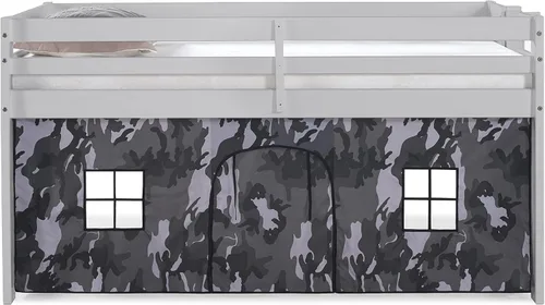 Miniatura 8 de Alaterre Furniture Jasper - Cama tipo loft junior individual, marco gris paloma y fondo de camuflaje gris