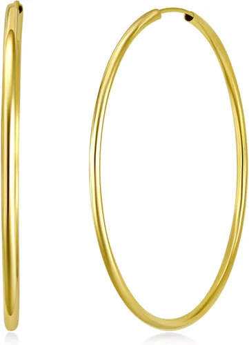 Miniatura 2 de Arete de aro de oro amarillo de 14 quilates de 2 mm de grosor, 9 diferentes tamaños disponibles.