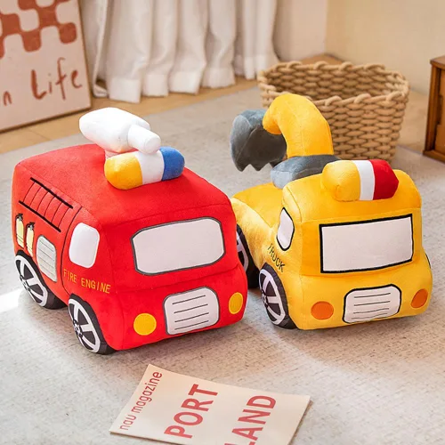 Miniatura 2 de XIYUAN Cojín de peluche rojo de autobús escolar con diseño de caricaturas, cojín de felpa para regalo de cumpleaños de niños (11 x 7 x 6 pulgadas)