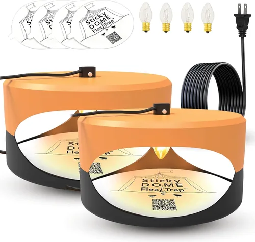 Miniatura 9 de Aspectek Trampa para pulgas de cúpula pegajosa, trampa adhesiva sin olor con 2 discos pegajosos, eficaz para matar chinches y tratamiento