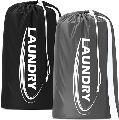 Miniatura 9 de Sylfairy Paquete de 2 bolsas de lavandería XL con correa, bolsa de lavandería para viajes resistente, bolsa de hombro para ropa sucia con cordón