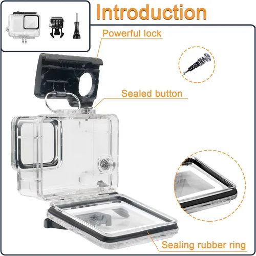 Miniatura 5 de Carcasa impermeable para GoPro Hero 5 6 7 Negro, carcasa protectora de buceo subacuático con soporte para Go Pro Hero5 6 Hero7 Kit de accesorios