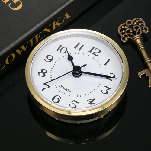 Miniatura 4 de Hicarer Reloj de cuarzo de 90 mm con inserción/ajuste de 3 1/2 pulgadas con número arábigo, movimiento de cuarzo (borde dorado)