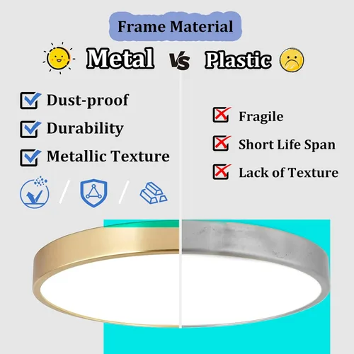 Miniatura 2 de SOTTAE Lámpara de techo LED de metal dorado cepillado de 12 pulgadas, 3000-5000 K, 20 W, delgada, redonda, moderna, de perfil bajo, para dormitorio