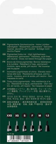 Miniatura 3 de Faber-Castell PITT Artist Pen India Ink Pen - Cartera de 6 colores 199 negro - XXS, XS, S, F, M, 1.5, (167154)