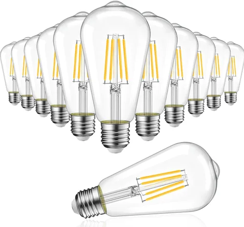 Miniatura 10 de LVWIT ST21 Bombilla LED de filamento de 5 W (equivalente a 40 vatios), regulable, 2700 K, blanco cálido, bombilla Edison vintage E26, base mediana