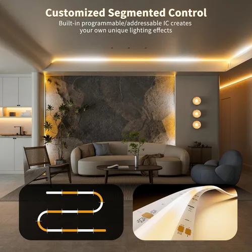 Miniatura 3 de PAUTIX COB - Tiras de Luces LED Direccionables de 2700K-6500K, Luz Blanca Perseguidora CCT, Cinta de Luces Inteligente IC Sintonizable 16.4 pies