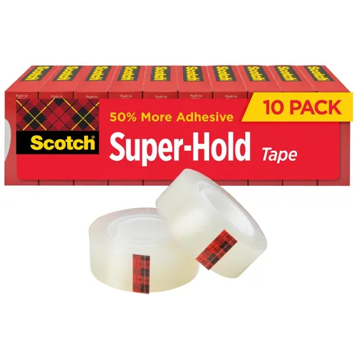 Miniatura 10 de Scotch Cinta superfija, 3 rollos, acabado transparente, 50% más adhesivo, favorito de confianza, 3/4 x 1000 pulgadas, en caja