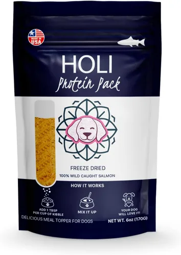 Miniatura 5 de HOLI Alimento de salmón liofilizado para perros, con Omega 3 y 6, un solo ingrediente, salmón capturado en la naturaleza de grado humano