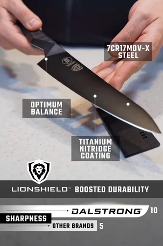 Miniatura 6 de Dalstrong Cuchillo de chef - 8 pulgadas - Serie Shadow Black - Revestimiento de nitruro de titanio negro - Cuchillo de cocina ultra afilado - Acero