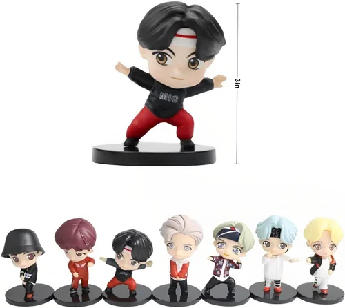 Miniatura 2 de 7 piezas de Cake Toppers con personajes de BTS, conjunto de figuras de acción, mini figuras de muñecas, suministros para fiesta de cumpleaños