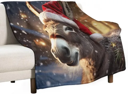 Miniatura 55 de Manta cálida de Navidad Folk Botanicals de microforro polar ultrasuave y cálida, acogedora manta ligera, manta rústica de vacaciones de 30 x 40