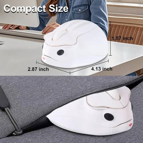 Miniatura 6 de Ratón inalámbrico lindo ratón de hámster de animales de dibujos animados con receptor USB 2.4 GHz, óptico, portátil, pequeño, silencioso, Kawaii
