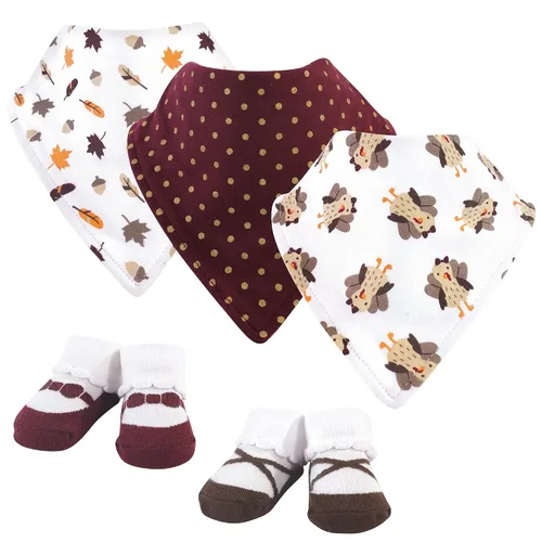 Miniatura 62 de Hudson Baby Conjunto de babero y calcetines unisex de algodón para bebé, Tamaño único Chica Calabaza