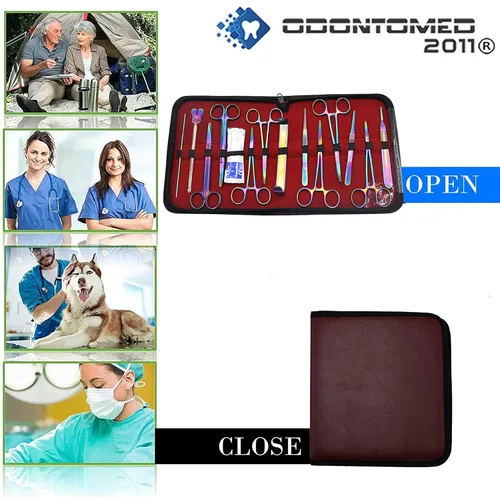 Miniatura 8 de OdontoMed2011® Kit avanzado de anatomía Acero inoxidable de alta calidad Multi Titanium Rainbow Color Juego de 24 herramientas con mango