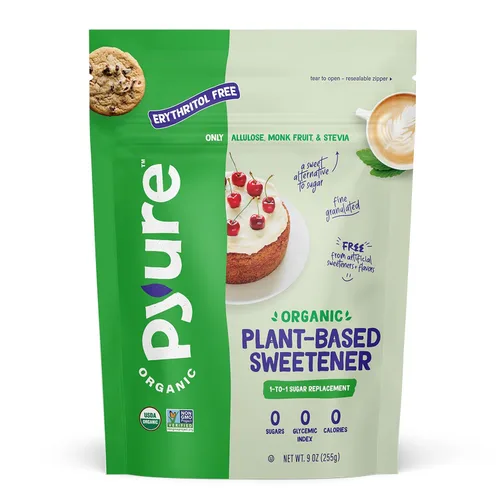 Pyure Edulcorante orgánico a base de plantas | Reemplazo de azúcar 1:1 | Fabricado con alulosa, fruta de monje y stevia | Sin eritritol | Apto para