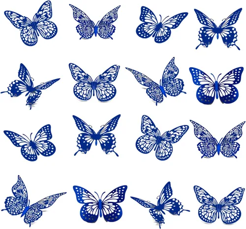 Miniatura 8 de Meikeer Decoración de pared de mariposa 3D, 48 piezas, 4 estilos y 3 tamaños, calcomanías de pared extraíbles para cumpleaños, fiestas, decoraciones