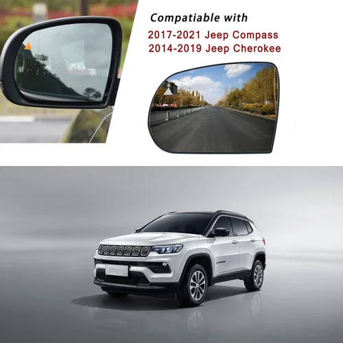 Miniatura 2 de Reemplazo del espejo lateral del conductor de punto ciego para Jeep Cherokee 2014-2019 Jeep Compass 2017-2021, retrovisor lateral exterior izquierdo