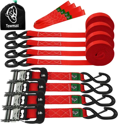 Miniatura 21 de Correas de trinquete retráctiles (paquete de 4) – Correas de trinquete autorretractables de 1 pulgada x 10 pies con bucles suaves, correas de amarre