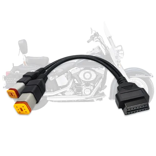 Adaptador OBD2 para Harley 4 pines 6 pines 2 en 1 cable de motocicleta, apto para motocicleta Harley Davidson de 4 pines+6 pines a OBD2 conector de