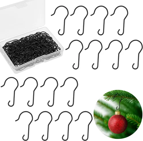 Hotop 200 ganchos para adornos de Navidad, ganchos de alambre de metal, ganchos para adornos de árbol de Navidad con caja de almacenamiento para