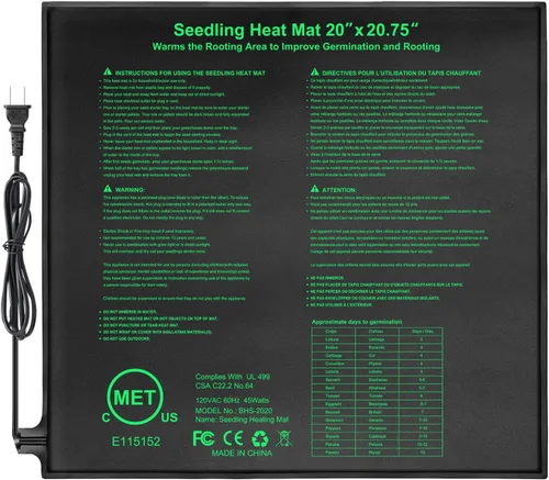 Miniatura 11 de Bestio Juego combinado de tapete térmico de plántulas con termostato, 10 x 20.75 pulgadas, certificado UL y MET, tapete de calefacción para plantas