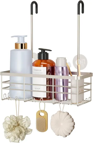 Miniatura 9 de HapiRm Organizador de ducha colgante - Organizador de ducha sin perforaciones con ganchos, estantes de baño de acero inoxidable 304 a prueba de Negro