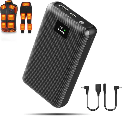 Chaleco térmico de 30000 mAh, batería de 7.4 V/5 V, cargador portátil con puertos de salida CC y USB, banco de energía para chaqueta térmica,