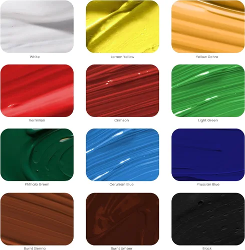 Miniatura 3 de Juego de pintura acrílica. Pinturas artísticas de calidad para pintar lona, madera, arcilla, tela, uñas, cerámica y artesanías. 12 colores vibrantes