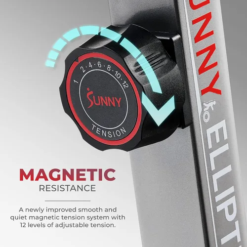 Miniatura 3 de Sunny Health & Fitness Cardio Climber Stepping Máquina de ejercicio elíptica para el hogar con 8 niveles de resistencia magnética, monitor