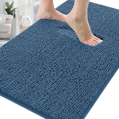 Miniatura 14 de Alfombras de baño en forma de U, alfombras de baño de felpilla súper absorbentes y respaldo antideslizante de PVC fuerte para inodoros, lavables a
