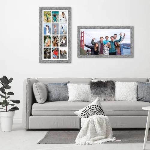 Miniatura 408 de Marcos de Fotos Collage de 13.5X15.5 con 7 Aberturas para Fotos de 4X6, Marco de Fotos Múltiples con Paspartú para Decoración de Pared, Grano