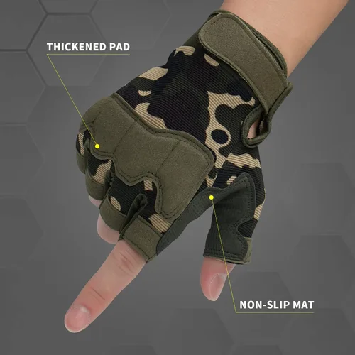 Miniatura 3 de Guantes sin dedos Fioretto para Airsoft, tiro, medio dedo, caza, senderismo, ciclismo, conducción, motocicleta, escalada, guantes de trabajo M210603