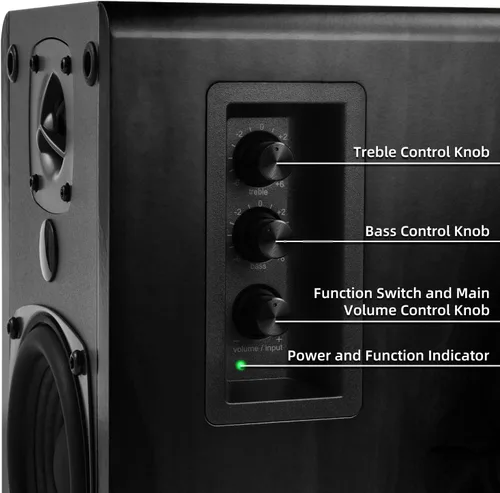Miniatura 6 de SINGING WOOD BT27 - Altavoces Bluetooth activos, con control y control remoto, monitor de estudio con 2 entradas auxiliares de línea, 54 vatios RMS