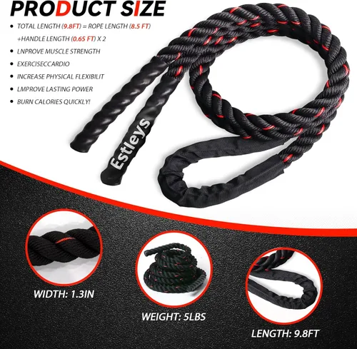 Miniatura 2 de Cuerda de saltar pesada de 5 libras para hombres y mujeres, cuerda de saltar pesada para adultos, cuerdas de saltar pesadas para entrenamiento