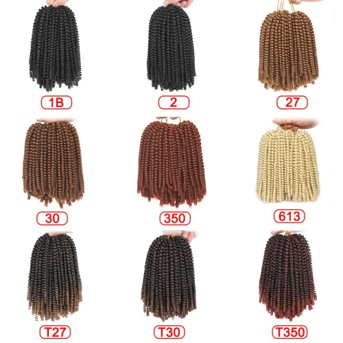 Miniatura 6 de Xtrend - Cabello trenzado de ganchillo con rizos de resorte, color rubio miel, 8 pulgadas, para rizos de mariposa desgastados, extensiones de 27#