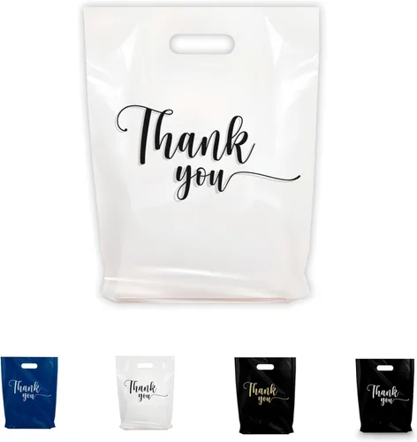 BOLSAS DE TIENDA DE MERCANCÍAS DE AGRADECIMIENTO, diferentes tamaños 9"x12", 12"x15", 15"x18" 1.25 Mil. PAQUETES de 100/200/500 Bolsas de Productos