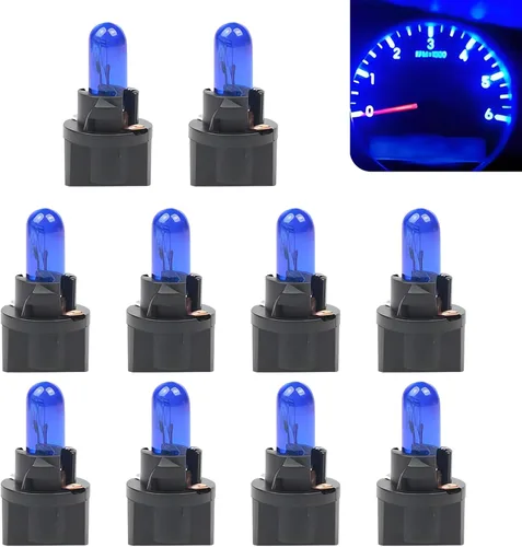 10 PCS Luces Halógenas T5 para Instrumentos de Automóvil, 12V 1.2W Luz Indicadora de Aire Acondicionado de Filamento Único Luz de Freno, Instalación