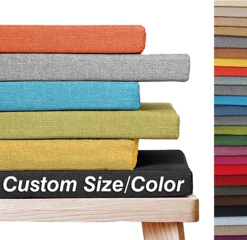 Cojín de banco personalizado, 6 telas/100 colores, cojín de asiento de ventana para muebles de interior/exterior, almohadilla de banco de alta