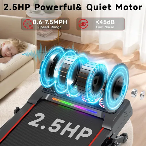 Miniatura 5 de Walking Pad Treadmill with Incline and Handle Bar, 7.5MPH Under Desk Foldable Treadmill for Home Office with Remote Control Negro azabache