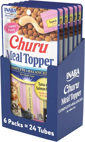 Miniatura 7 de INABA Churu - Cubrecomida para gatos, completa y equilibrada, cremosa, para lamer puré para gatos, tubo de 0.5 onzas, 24 tubos (4 por paquete)