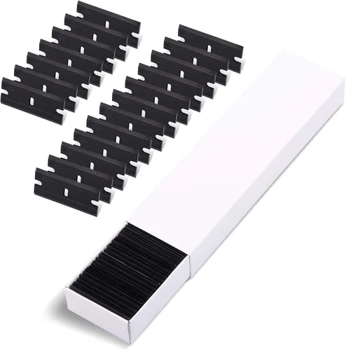 EHDIS 100 hojas de plástico de doble filo para rascador de vidrio de seguridad y herramienta de raspador de afeitar, quitar calcomanías, Negro