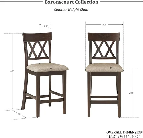 Miniatura 2 de Lexicon Baronscourt - Juego de 2 taburetes tapizados acolchados con altura de asiento 25.5 pulgadas, sillas de cocina con altura de mostrador
