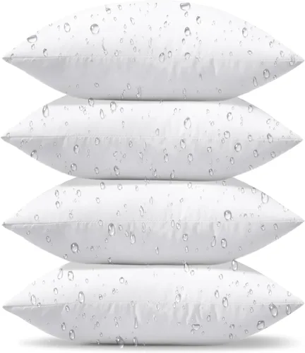 Miniatura 7 de OTOSTAR Paquete de 4 almohadas impermeables de alta calidad de 18 x 18 pulgadas, rellenos de almohada decorativos para exteriores, rellenos de cojín